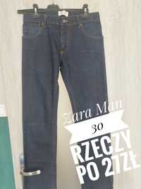 Granatowe proste jeansy Zara Man 30