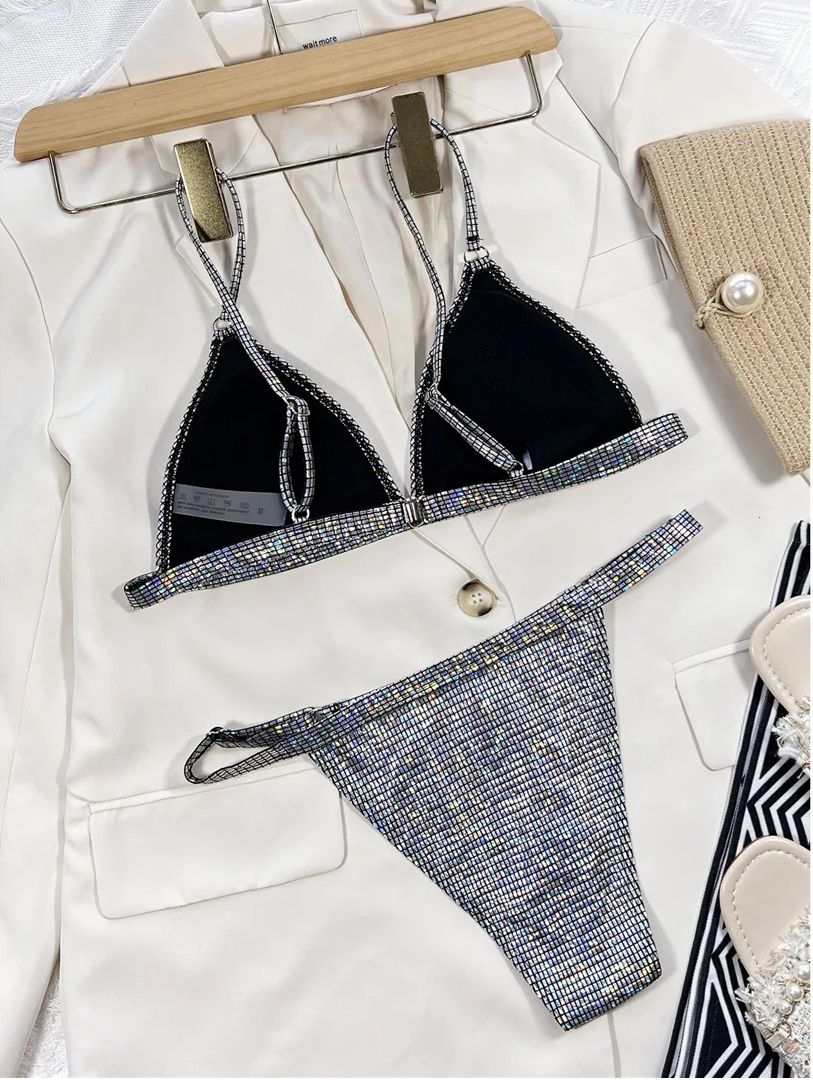 Sexy Strój Kąpielowy BIKINI Brazylijskie Komplet Pół Stringi - XL