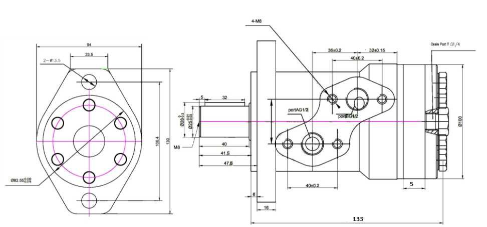 silnik hydrauliczny do kosiarki. Szybki. 1500 obr/min. Wałek 25 mm.