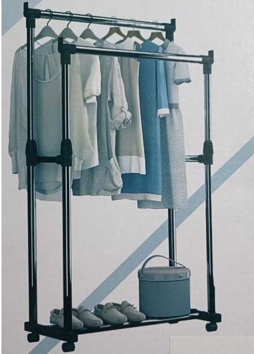 Подвійна вішалка для одягу, Вішалка з полицею, Стійка для одягу