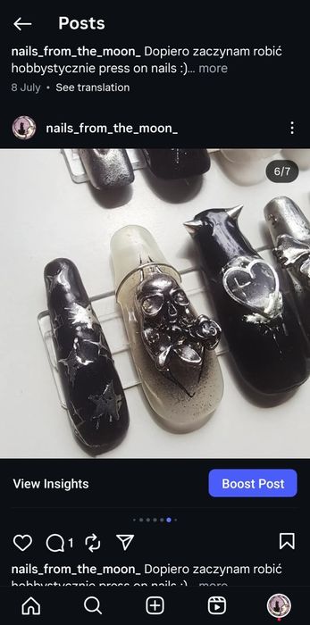 Czarne Tipsy Trumienki Press on nails