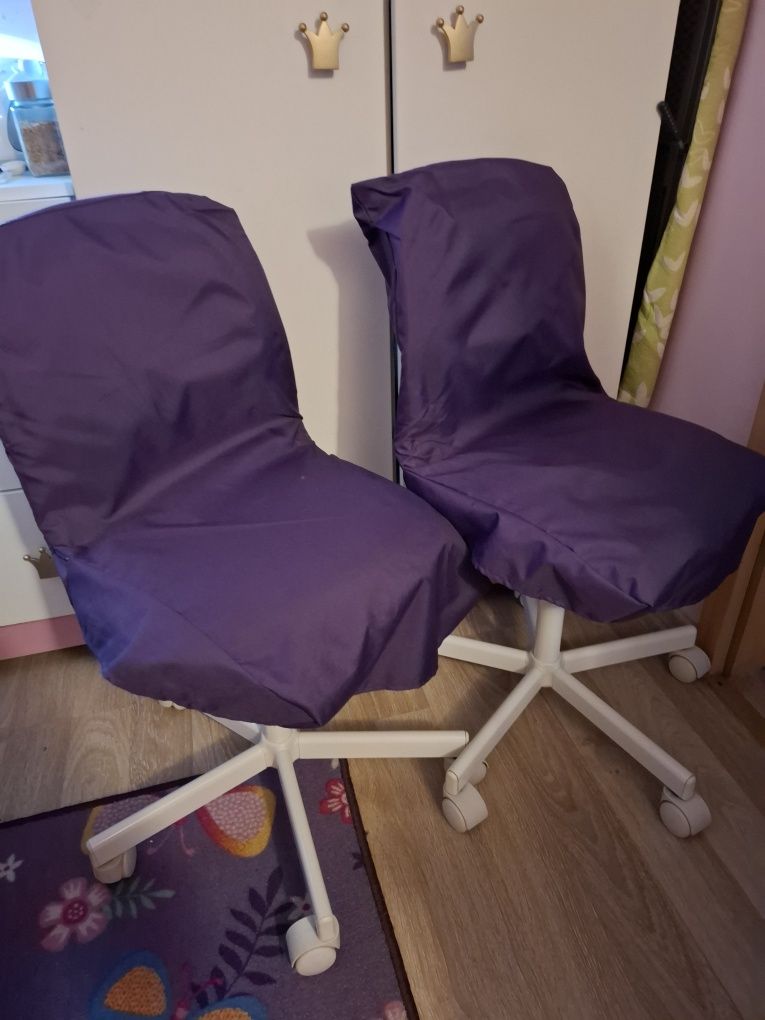 2 krzesla obrotowe fotele  ikea do biurka oraz 2 pokrowce 120zł całość