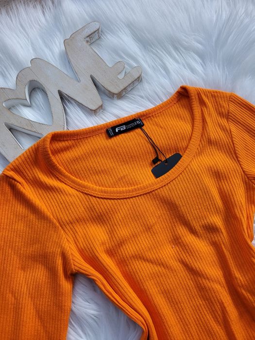 Pomarańczowa bluzka prążek top xxs