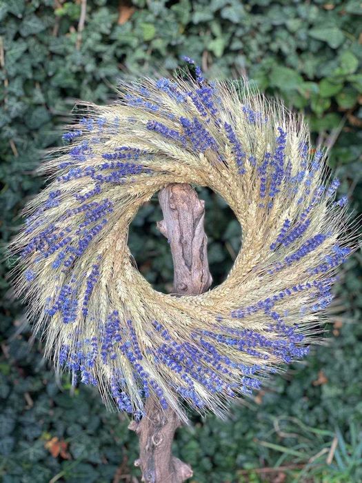 Інтер єрний вінок оберіг з остистої пшениці та лаванди, 40 см