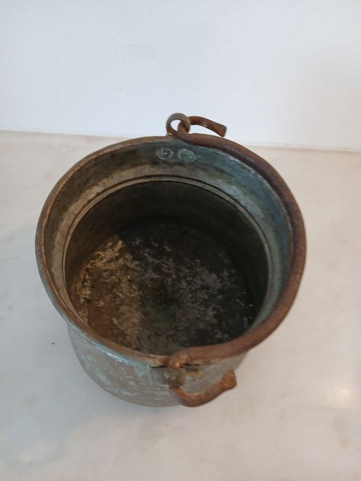 Balde metal cobre estanhado
