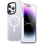 Etui Iphone 14 Pro Max Półprzeźroczyste Biały Case Plecki Magsafe