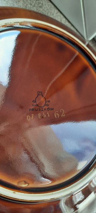 Złocony talerz głęboki Emka Pruszków PRL