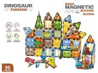 Conjunto de blocos de construção magnéticos 3D Dinosaur 90 pcs (Novo)