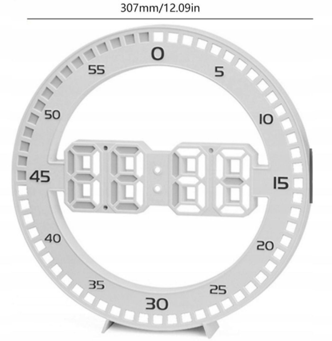 Zegar led okrągły 3d biały