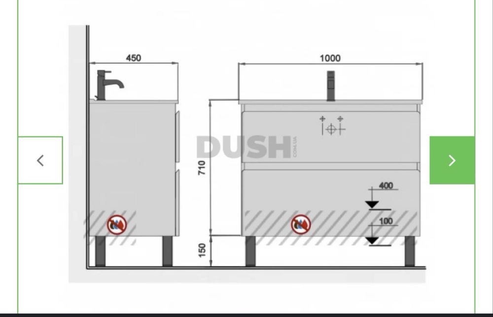 Тумба з умивальником Palermo-100-U біла . Раковина 1метр