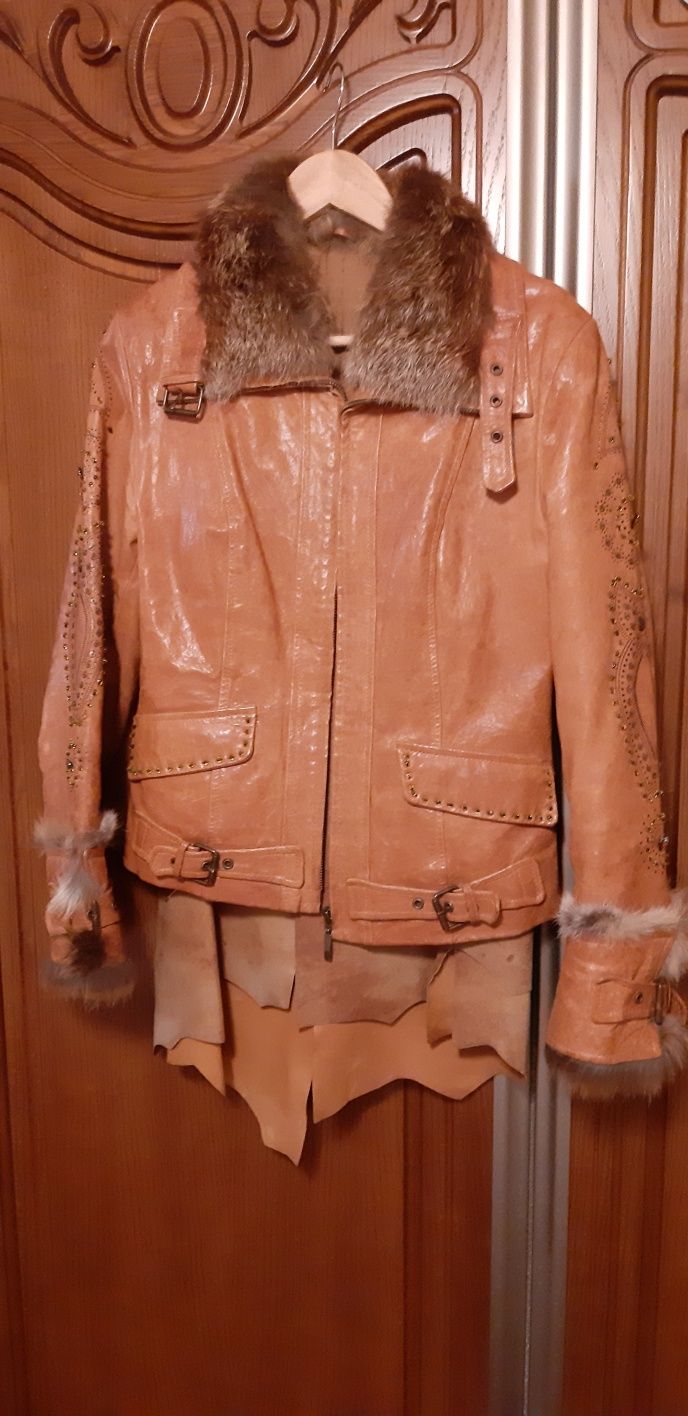 Кожаная курточка шкіряна куртка юбка спідниця Італія Fabiani