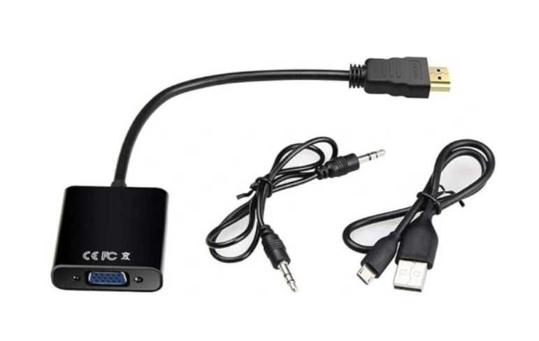 Adapter HDMI na VGA z portem audio 3,5 mm, przetwornik HDMI na VGA