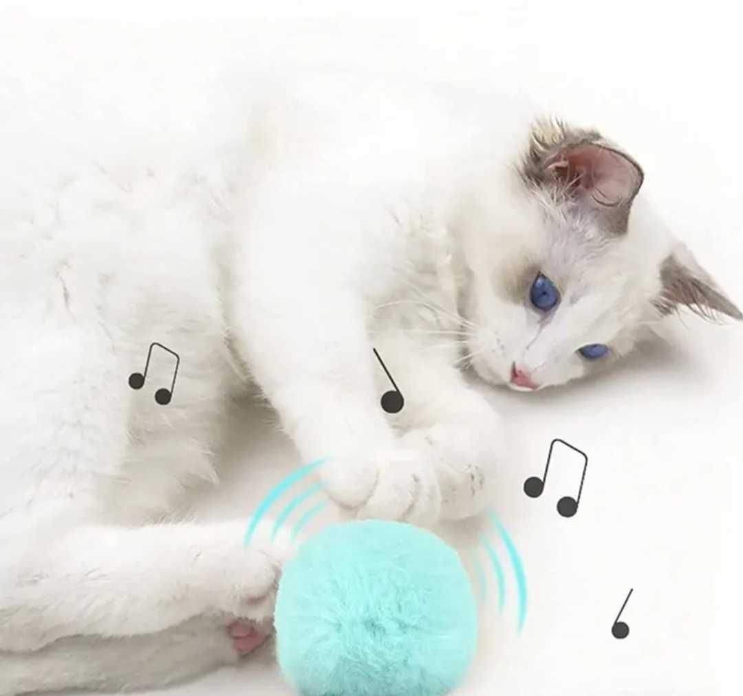 Pluszowa interaktywna piłeczka dla kota reagująca na dotyk
