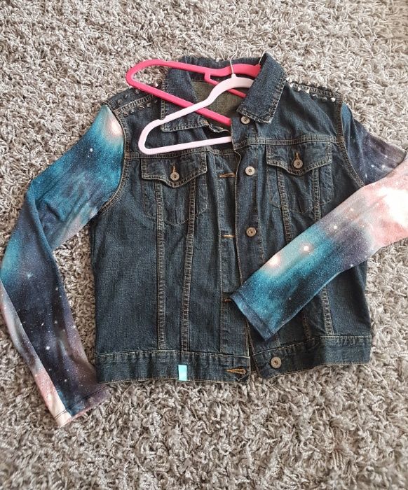 Kurtka jeansowa katana galaxy kosmos ćwieki rozm. M/L