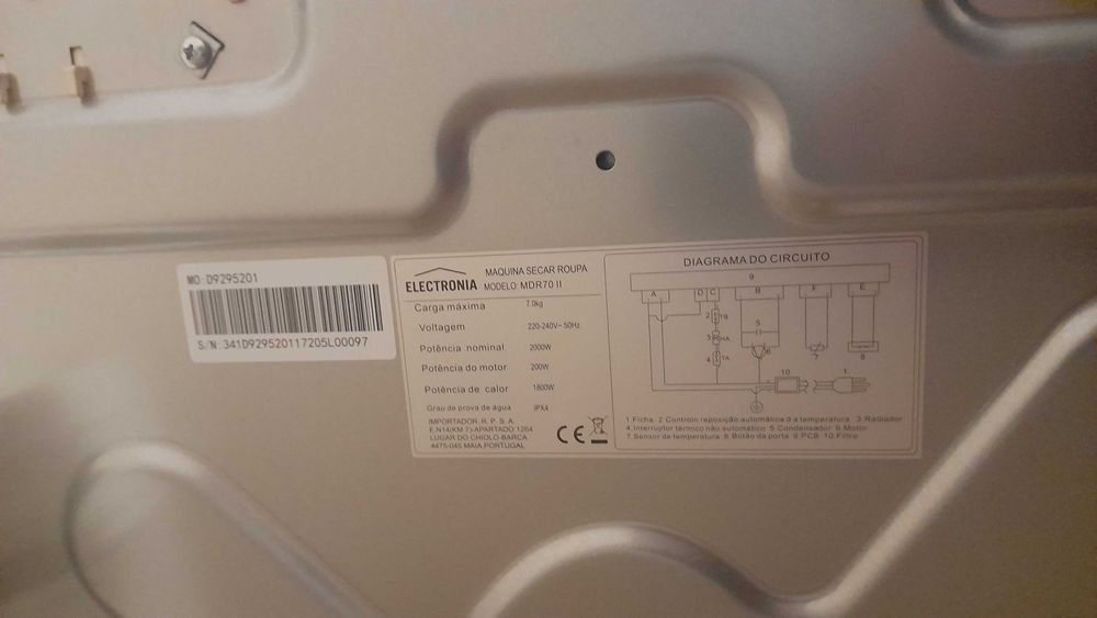 Máquina de Secar Roupa Electronia MDR70 II – Quase Nova