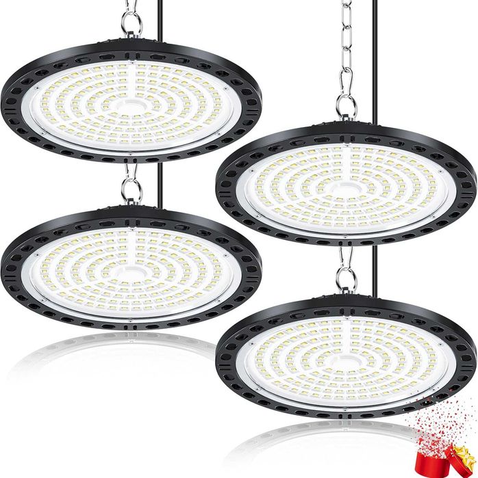 Lampy sufitowe wiszące LED 4 szt. 100W 10000LM oświetlnie garażowe UFO