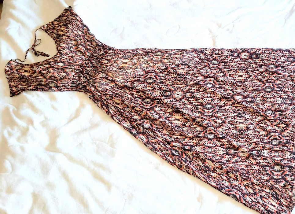 Boho etno sukienka letnia maxi długa rozm M/L 10/12 38/40