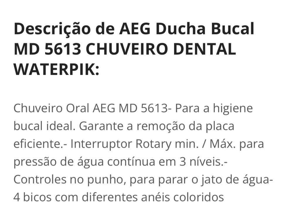 Chuveiro ou duche bucal para higiene da boca