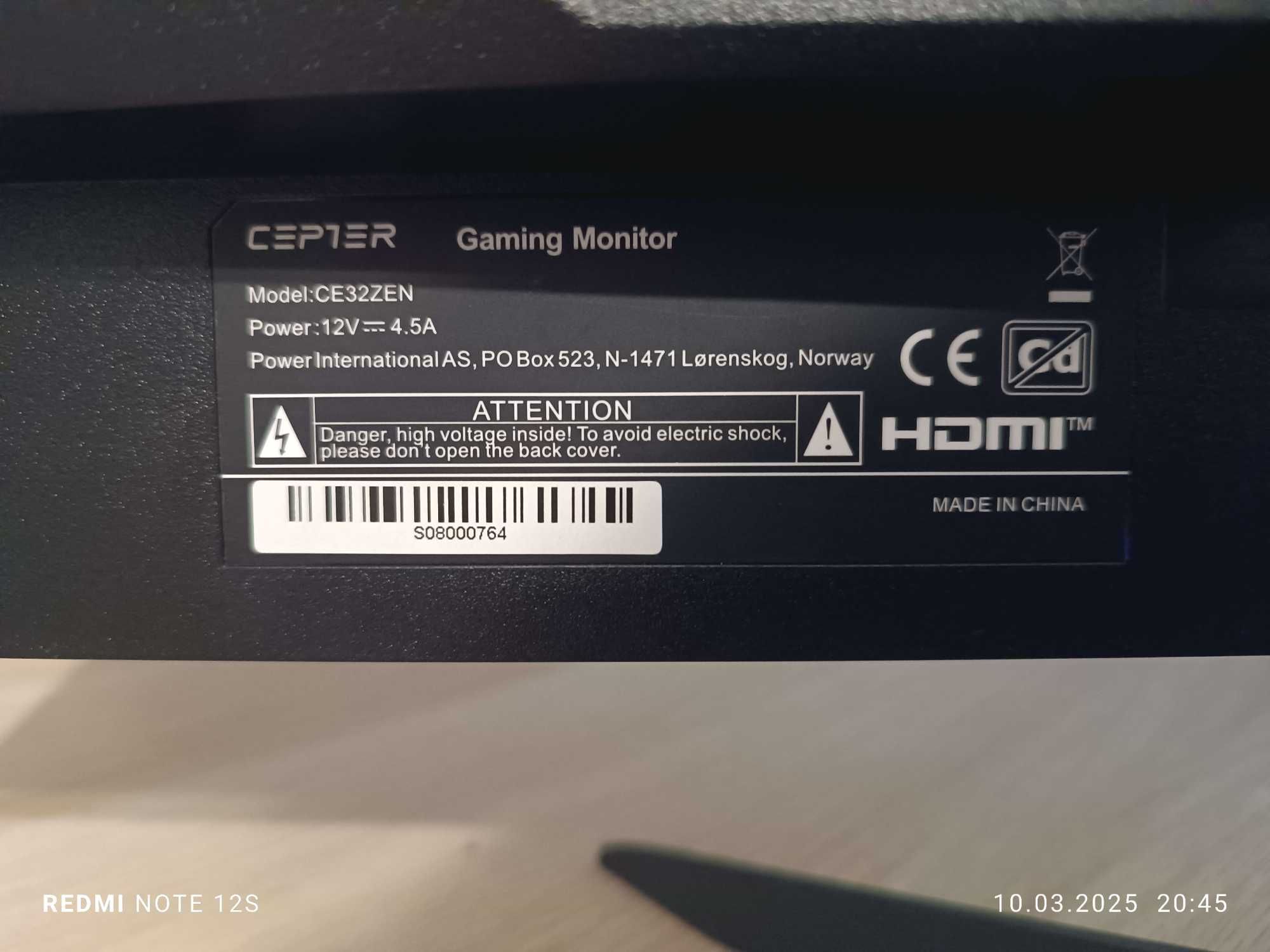Monitor 32" 144hz CEPTER ZEN