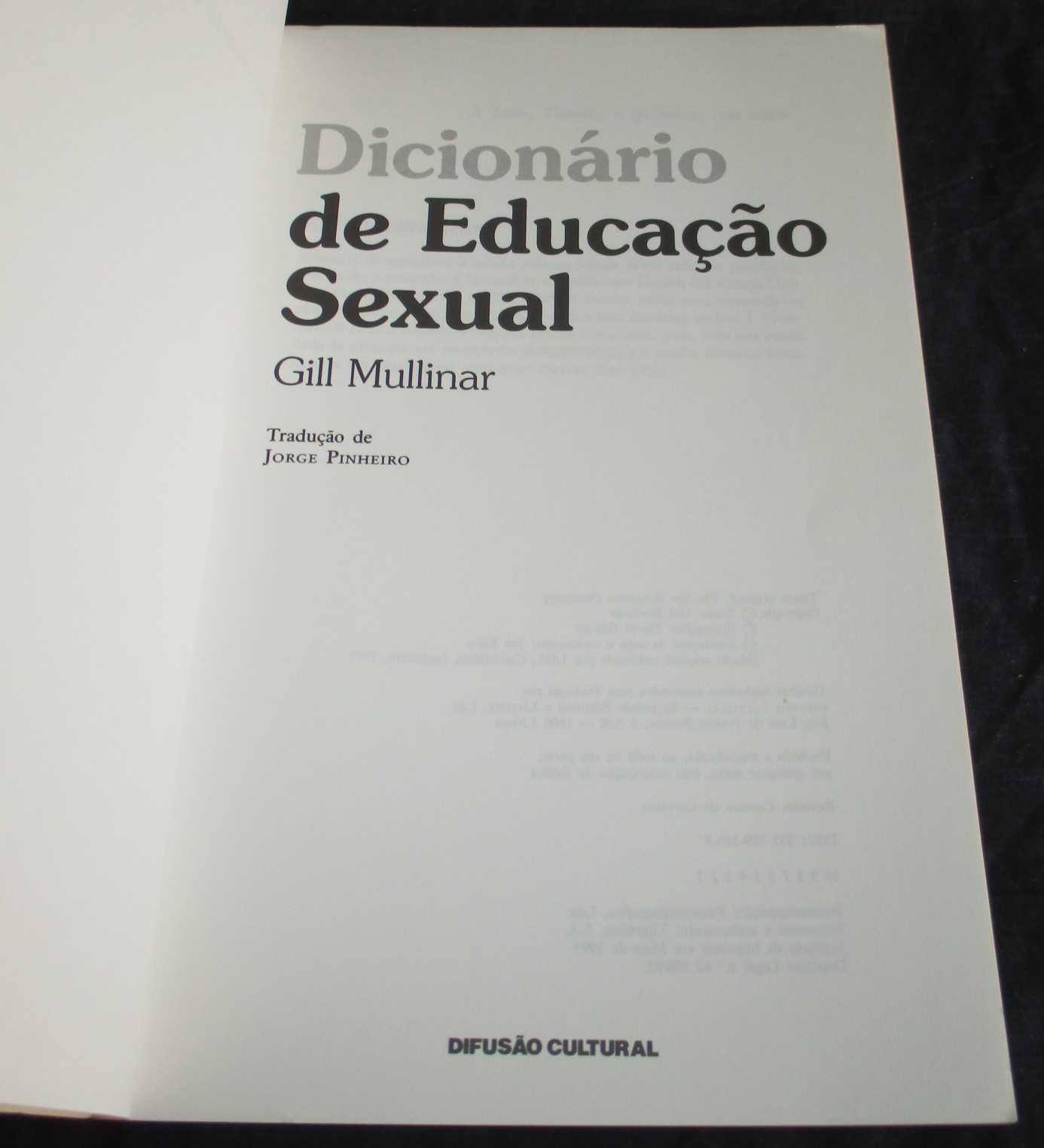 Livro Dicionário de Educação Sexual Gill Mullinar