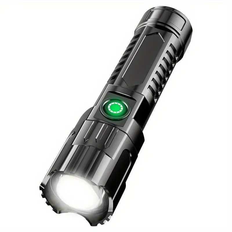 NOVO-Lanterna Super Brilhante, Zoom Telescópico Recarregável Por USB