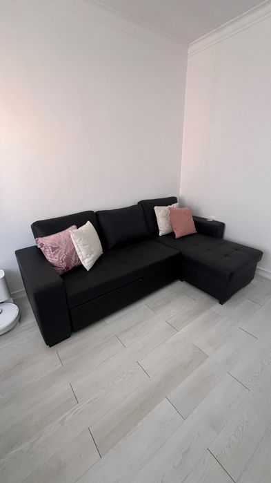 sofá-cama preto Conforama
