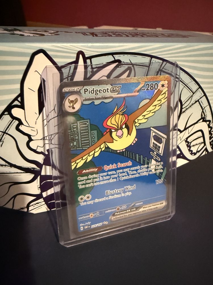 Pidgeot Ex karta Pokemon [OBF 225/197], stan Lightly Played