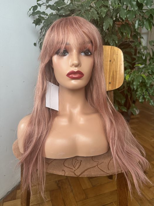Bardzo dluga peruka pink jasny roz 100% wlosy naturalne