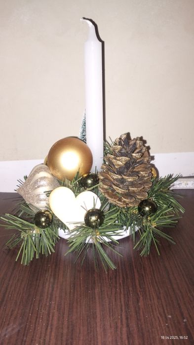 Stroiki bożonarodzeniowy okrągły na stół zloto ciemna zieleń