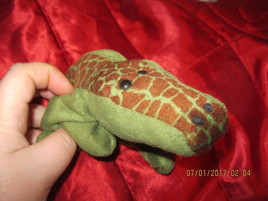 крокодил зеленый детская игрушка мягкая фирменная в нем шарики 29см