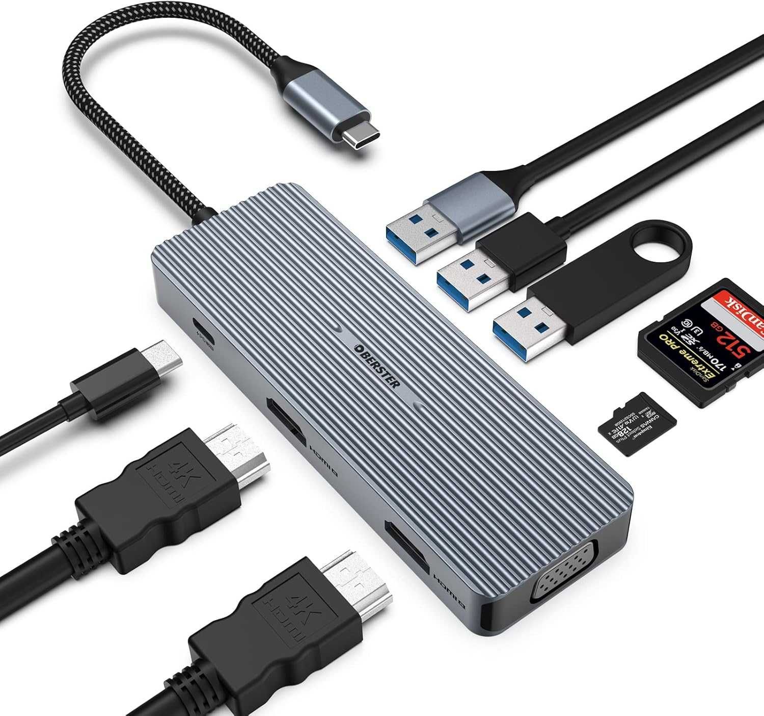 Adapter USB C Hub USB C, 9 w 1,