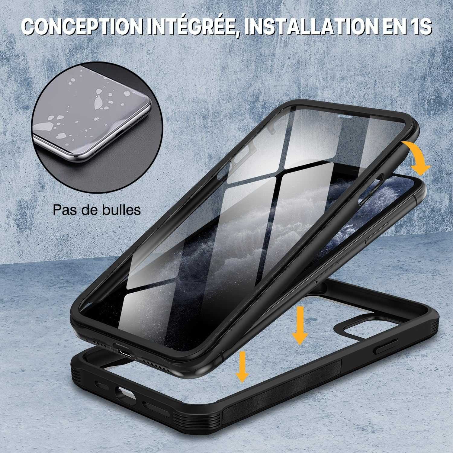 CENHUFO etui pancerne 360 iPhone 11 Pro Max czarne filtr prywatności