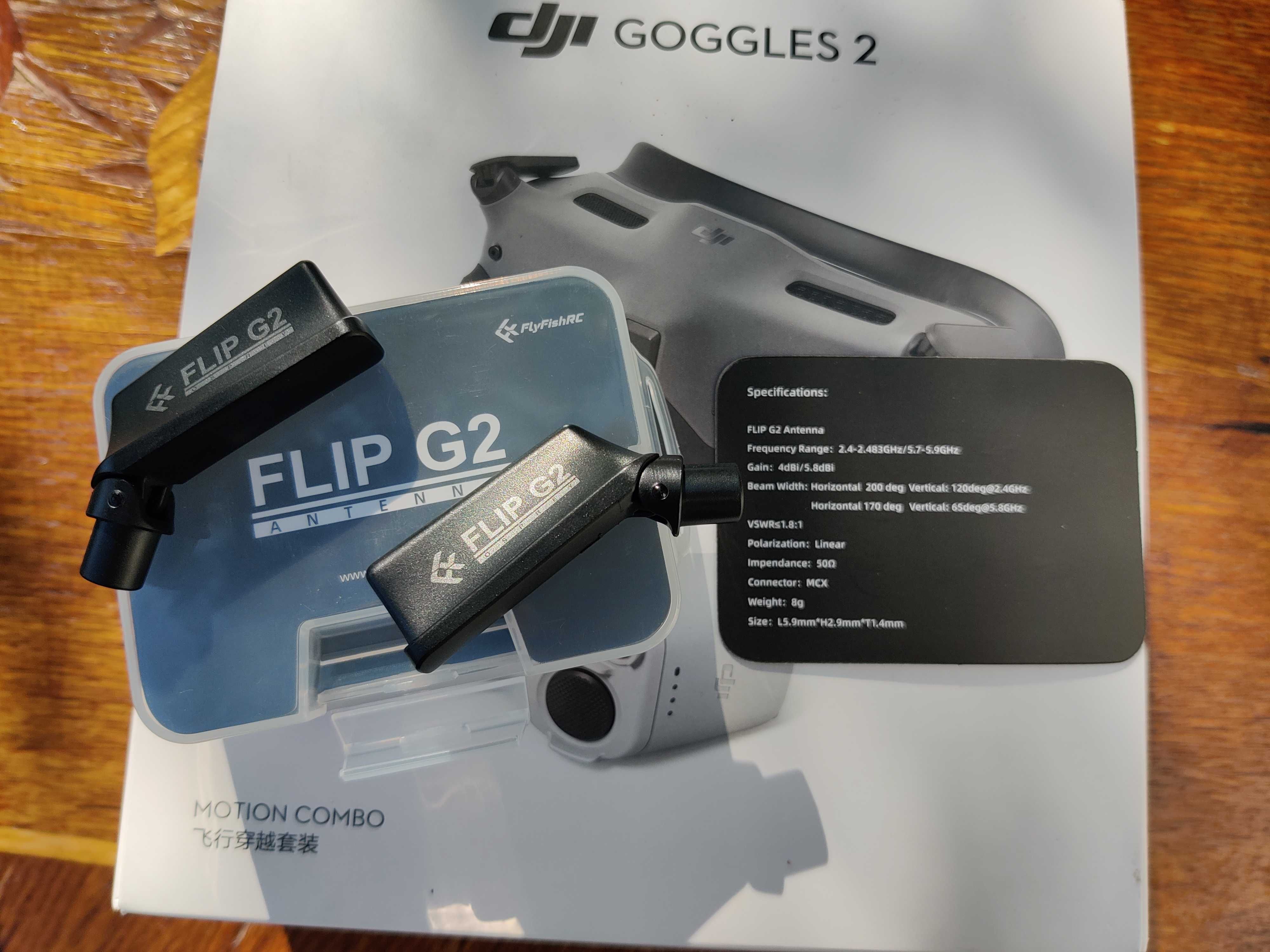 Антени для DJI Goggles 2 FlyFishRC Flip G2 Dual Antenna 2.4 \ 5.8 FPV