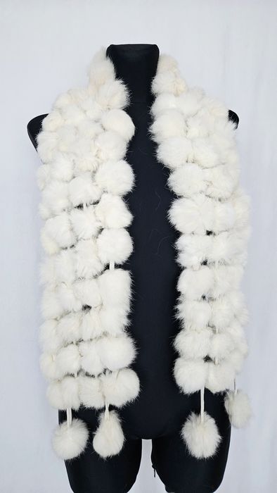 Elegancki długi ciepły  szeroki futrzany szal etola futro