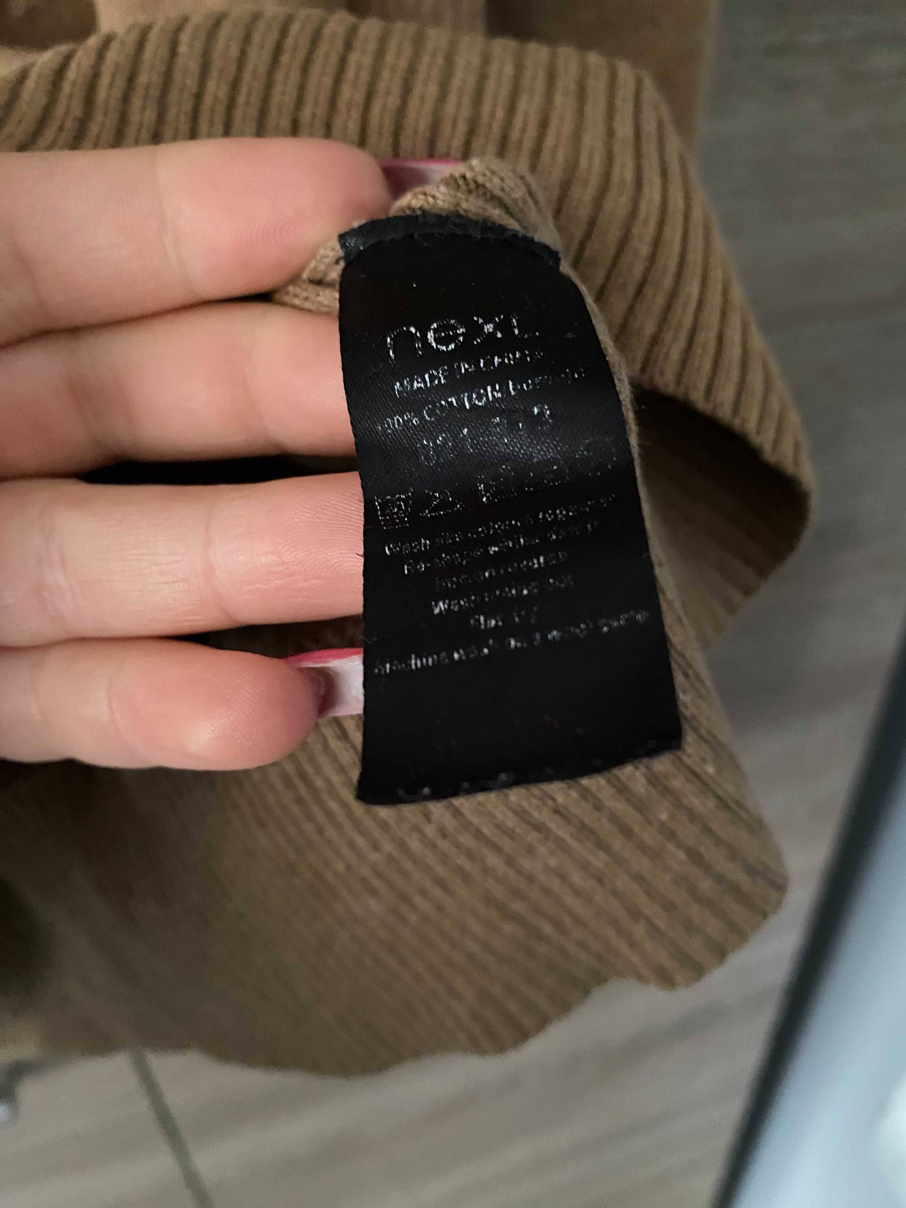 Sweter męski z zamkiem brązowy Next XS bawełniany bawełna z golfem
