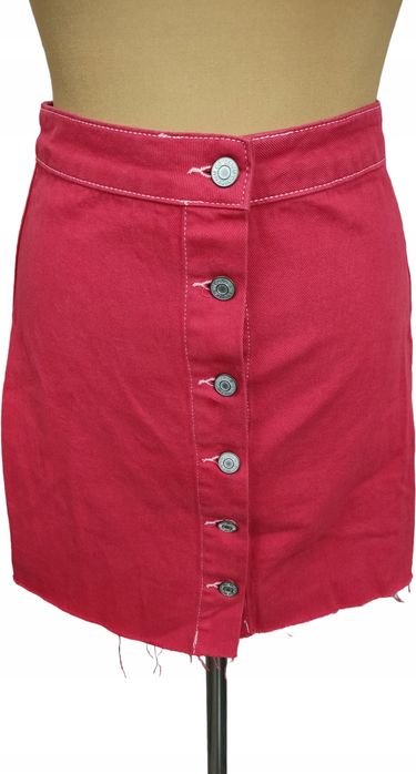 Denim co jeansowa czerwona spódnica na guziki 36