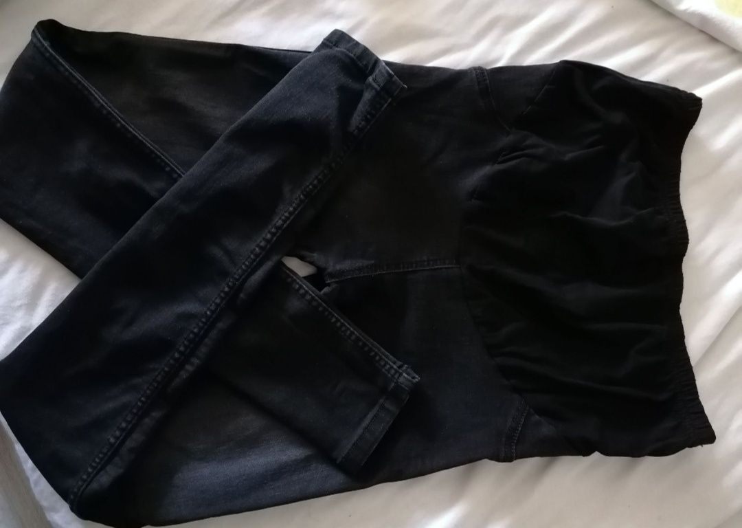 Spodnie jeansowe ciążowe 2 sztuki czarne i niebieskie S