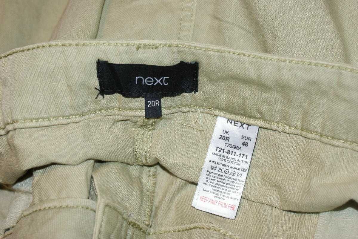 Next oliwka khaki casual spodnie damskie szerokie nogawki wygoda 48 50