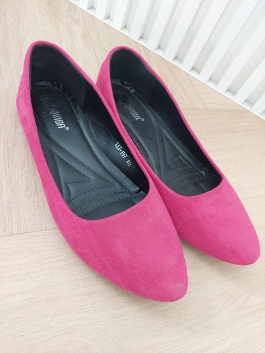 Baleriny zamszowe różowe fuksja 40