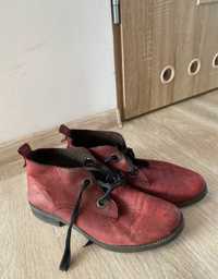 Skórzane burgundowe buty Lasocki botki trzewiki wiosna jesień zima