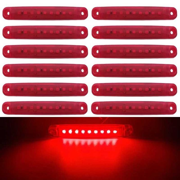 Lampa obrysowa OBRYSÓWKI LED czerwony 12 sztuk