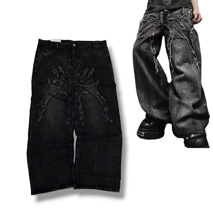 Distressed spider baggy sk8 y2k opium jeans archive широкі опіум джинс