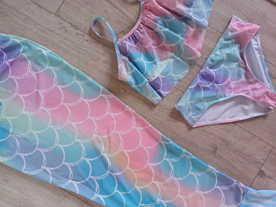 Nowy kostium strój kąpielowy Syrenka, r. 140 kąpielówki łuski