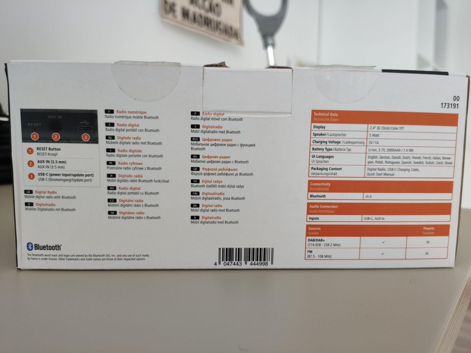 Rádio e coluna bt Hama