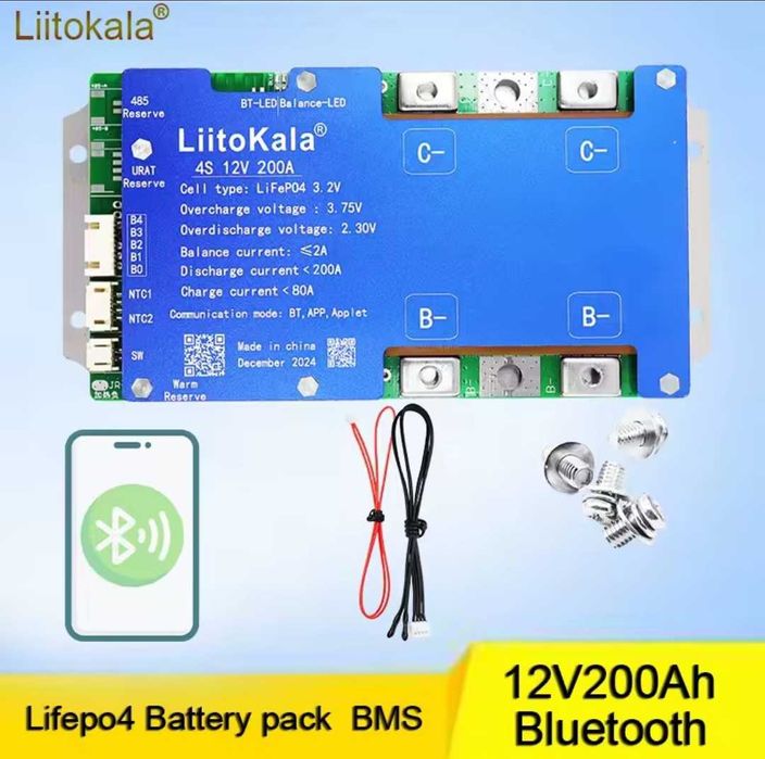 LitoKala 4S LiFePo4 12V 200A BMS Bluetooth / інвертор Tataliken 3000W