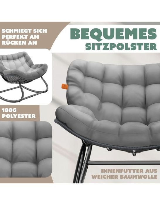 Fotel bujany z podnóżkiem do wewnątrz i na zewnątrz