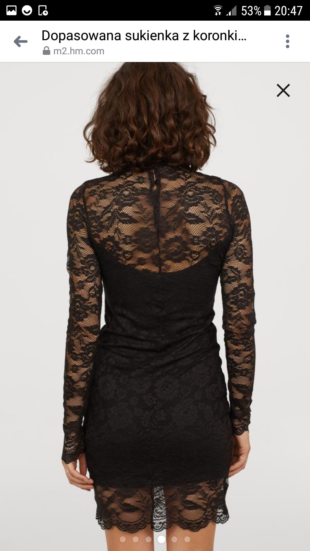 Sukienka koronkowa, mała czarna H&M. Rozmiar M