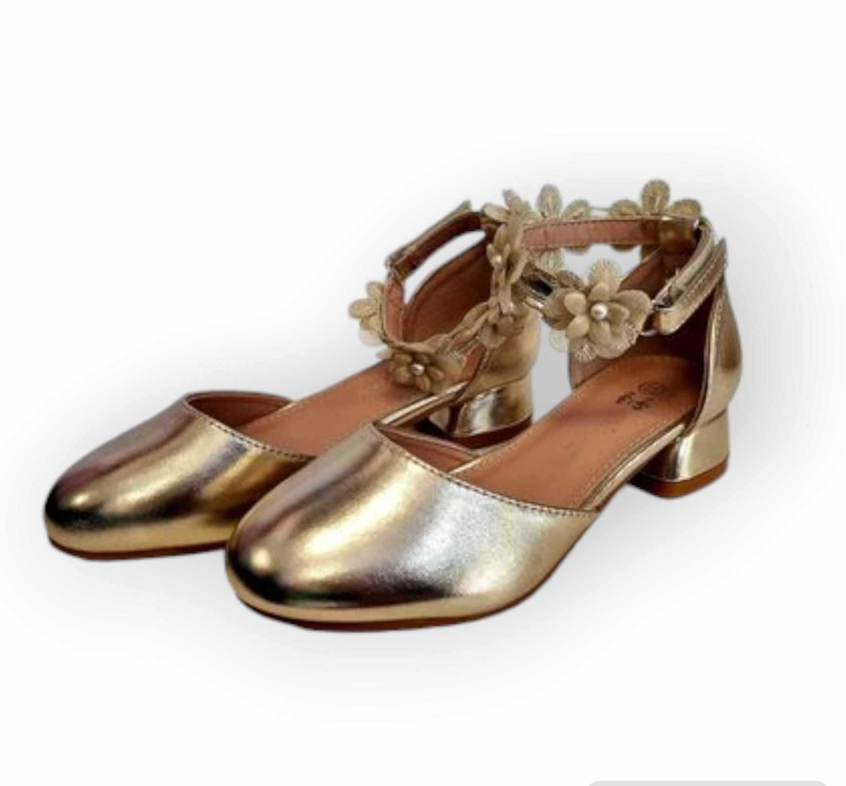FLOWER buty okazjonalne złote gold wyprzedaż rozmiary 31 i 35