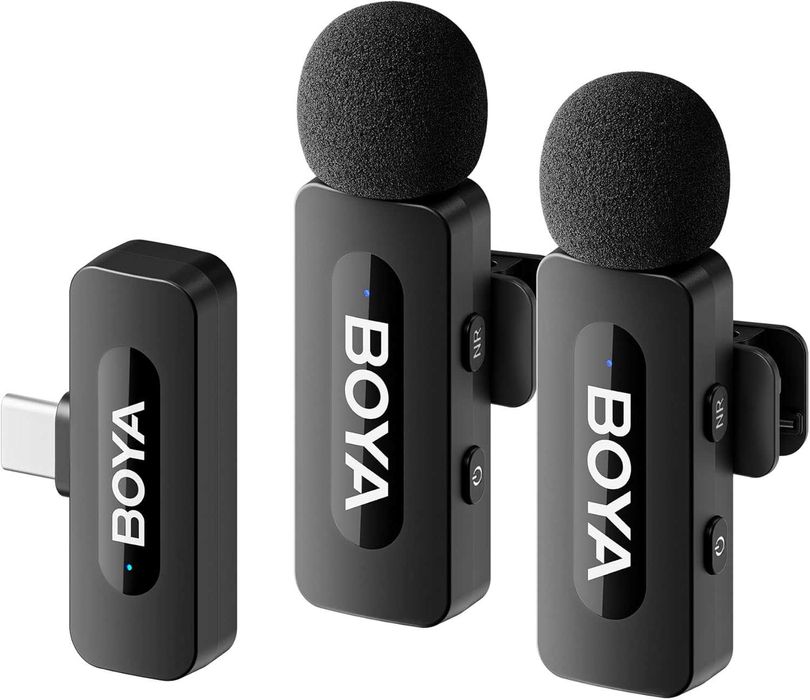 Boya BY-V20 Mikrofon Bezprzewodowy Lavalier USB-C 100m Zasięg Podwójny
