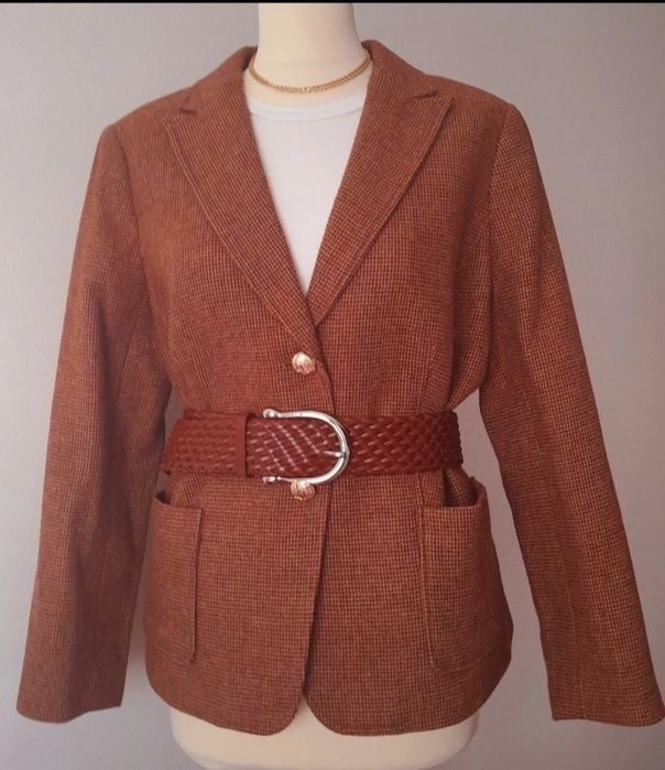 Blazer Talbots 48% lã, castanho mescla. Tamanho XL